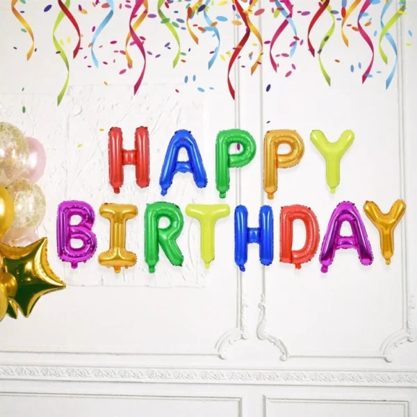 MULTICOLOR BIRTHDAY DECOR 24PCS SET BALLOONS BUNTING NUMBERS HATS TABLECLOTH - Image 12