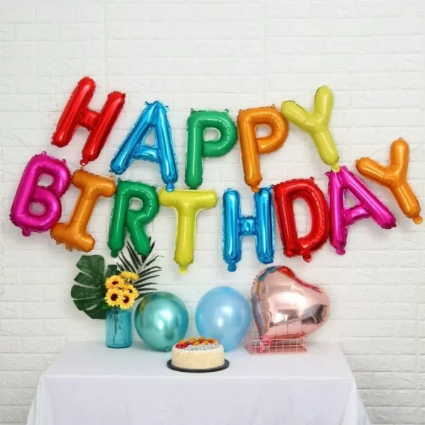 HAPPY BIRTHDAY BALLOON FOIL DECORATION LETTERS MULTI COLOR BIRTHDAY PARTY WALL - Image 6