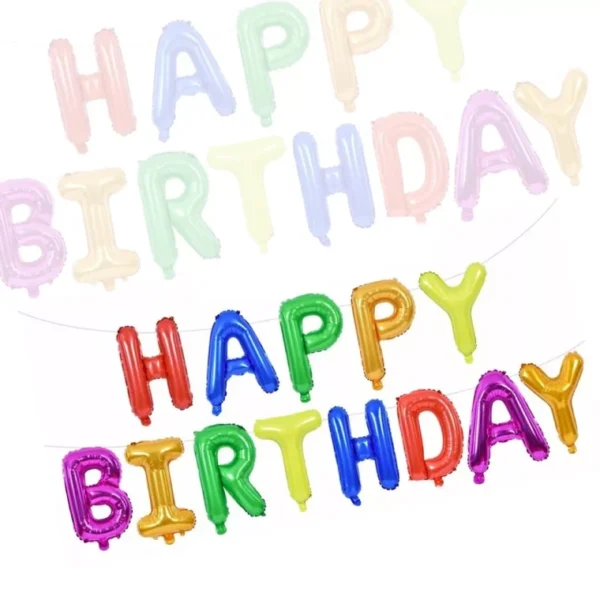 HAPPY BIRTHDAY BALLOON FOIL DECORATION LETTERS MULTI COLOR BIRTHDAY PARTY WALL - Image 7