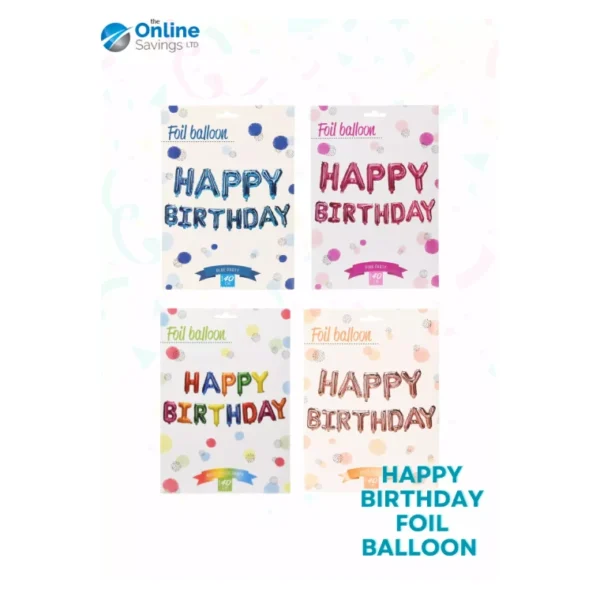 HAPPY BIRTHDAY BALLOON FOIL DECORATION LETTERS MULTI COLOR BIRTHDAY PARTY WALL