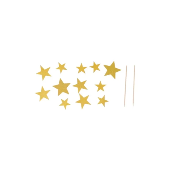 42PCS GOLD CAKE TOPPER DECORATION SET of 42 PCS PARTY HAPPY BIRTHAY STAR NUMBERS - Image 4