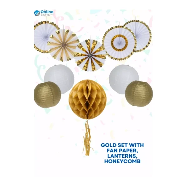 GOLD BIRTHDAY DECORATION SET BALLOONS GARLAND BUNTING CONFETTI 92PCS SET - Image 15