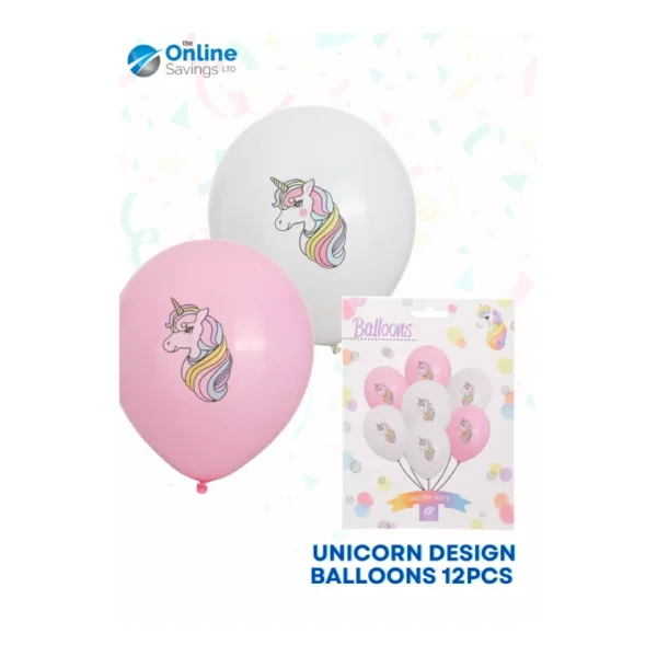 12 PCS UNICORN DESIGN BALLOONS BIRTHDAY WHITE PINK PARTY DECORATIONS MAGICAL NEW