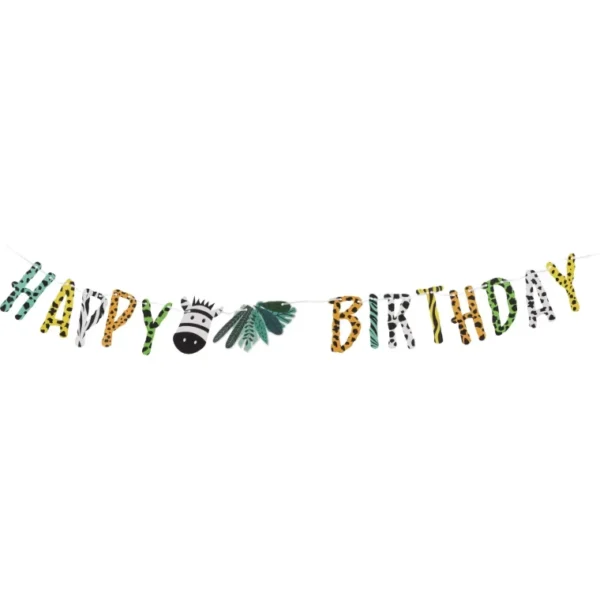 58PCS SET JUNGLE ANIMAL PARTY OF BALLOONS PAPER GARLAND HATS CAKETOPPER BIRTHDAY - Image 13