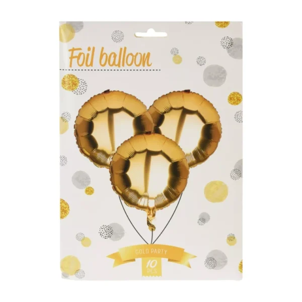 GOLD ROUND FOIL BALLOON 46CM SET OF 10 PCS CIRCLE BIRTHDAY PARTY WEDDING 46CM - Image 2