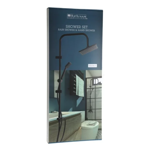MODERN BATHROOM RAIN SHOWER COLUMN SET MATT BLACK STAINLESS STEEL SHOWER 2-IN-1 - Image 2