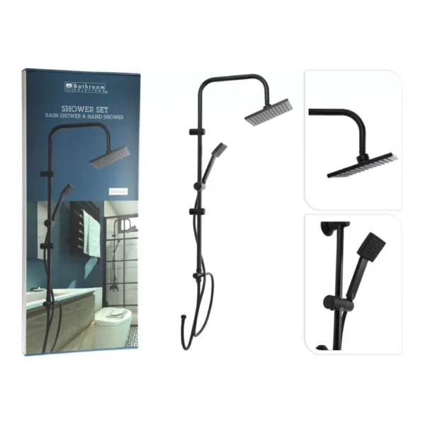 MODERN BATHROOM RAIN SHOWER COLUMN SET MATT BLACK STAINLESS STEEL SHOWER 2-IN-1 - Image 5