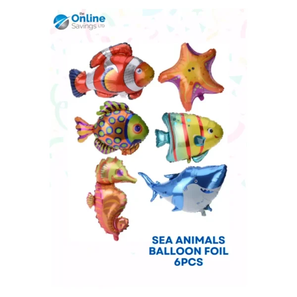 6 PCS CUTE SEA ANIMALS BALLOON FOIL KIDS BIRTHDAY BEACH PARTY SEA THEMED