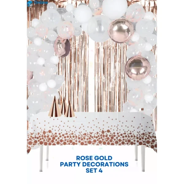 PARTY ROSE GOLD SET DECORATIONS BIRTHDAY BALLOONS BUNTING TABLECLOTH 160PCS - Image 5