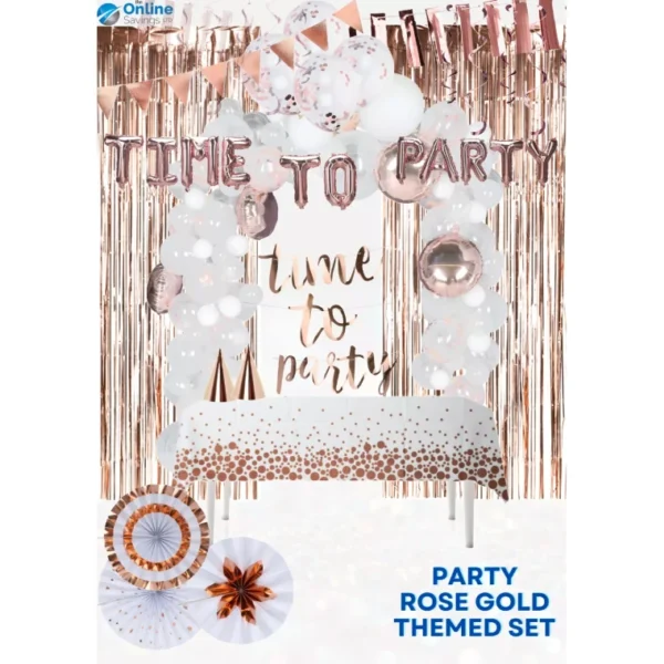 PARTY ROSE GOLD SET DECORATIONS BIRTHDAY BALLOONS BUNTING TABLECLOTH 160PCS - Image 7