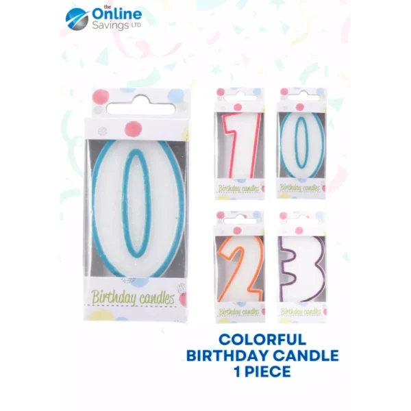 COLORED BIRTHDAY CANDLE NUMBERS 0-9 CAKE TOPPER BIRTHDAY PARTY - 1 PIECE