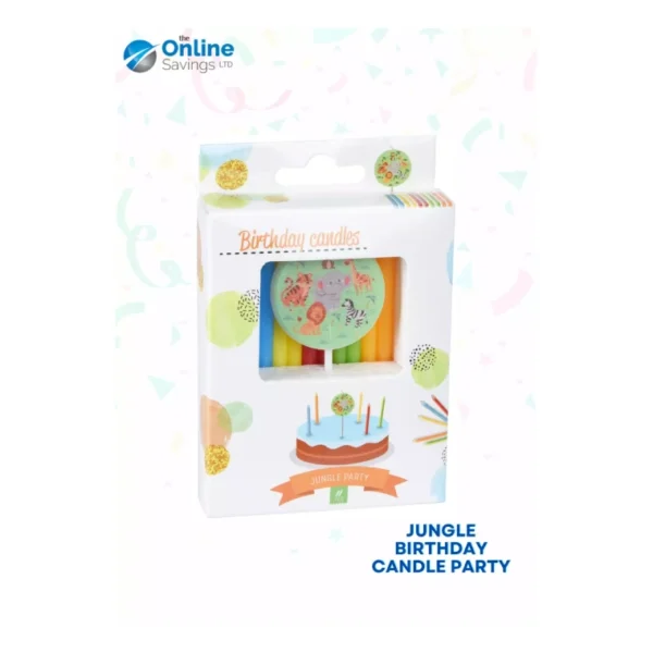 BIRTHDAY JUNGLE BIRTHDAY CANDLE PARTY CAKE TOPPER COLORFUL ANIMALS 11 PCS