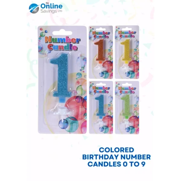 COLORED GLITTER BIRTHDAY NUMBER CANDLES 0 TO 9 BIRTHDAY EVENT CAKE TOPPER