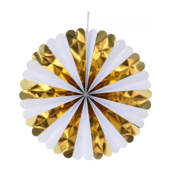 FAN PAPER GOLD SET OF 5PCS Wedding Baby Birthday Paper Party Decorations - GOLD - Image 6