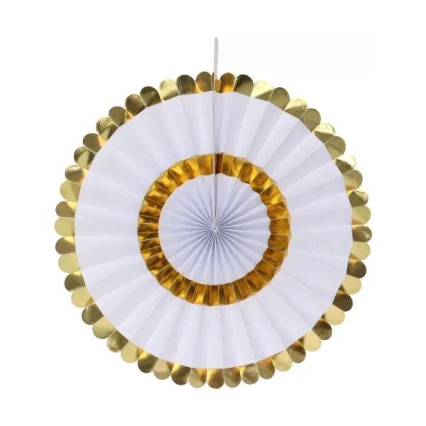 FAN PAPER GOLD SET OF 5PCS Wedding Baby Birthday Paper Party Decorations - GOLD - Image 7