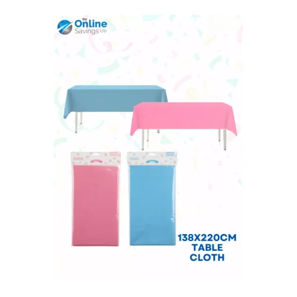TABLE CLOTH BABY BLUE BABY PINK BIRTHDAY PARTY KITCHEN TABLE COVER 130X220CM
