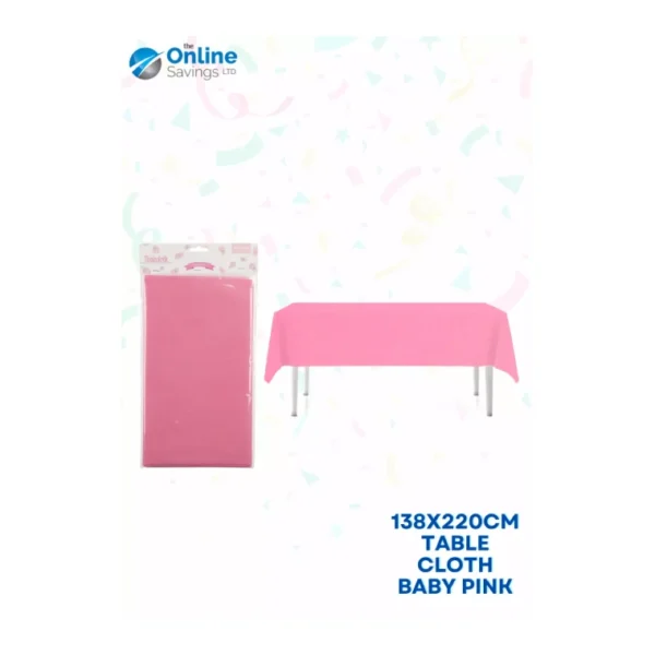 TABLE CLOTH BABY BLUE BABY PINK BIRTHDAY PARTY KITCHEN TABLE COVER 130X220CM - Image 4