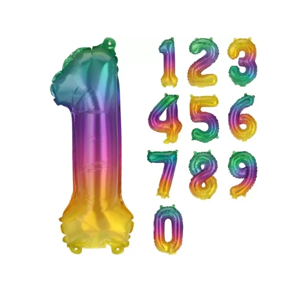 MULTICOLOR BIRTHDAY DECOR 24PCS SET BALLOONS BUNTING NUMBERS HATS TABLECLOTH - Image 4