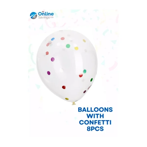 CONFETTI BALLOONS 4 COLOR CHOICES DECORATIONS FOR CELEBRATIONS PARTY- 8PCS - Image 2