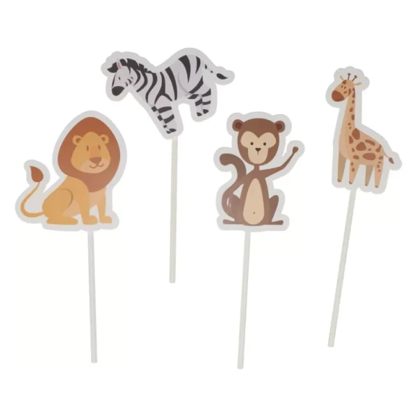 CUTE CAKE TOPPER SET JUNGLE DESIGN FOR KIDS BIRTHDAY DECORATION PARTY - 7PCS - Image 4