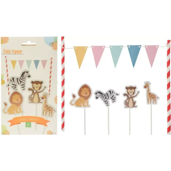 CUTE CAKE TOPPER SET JUNGLE DESIGN FOR KIDS BIRTHDAY DECORATION PARTY - 7PCS - Image 3