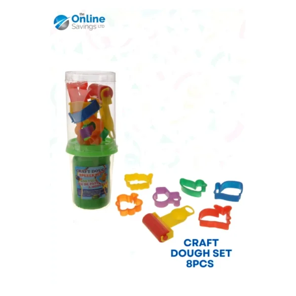 PLAY MODELLING DOUGH SET OF 8PCS 5ASS CLEAR ACTIVTY WITH TOOLS CLAY FUN KIDS
