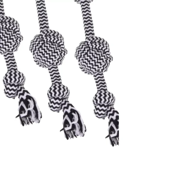 Black And White Dog Chew Toy Rope Knot Rope Pet Toys Cotton Braid Black & white - Image 5