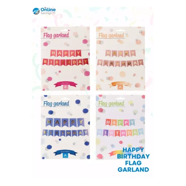 COLORFUL FLAG LINE HAPPY BIRTHDAY BUNTING BANNER COLORS DECORATIONS PHOTOS