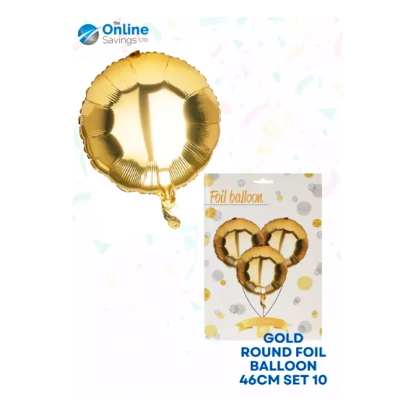 GOLD ROUND FOIL BALLOON 46CM SET OF 10 PCS CIRCLE BIRTHDAY PARTY WEDDING 46CM