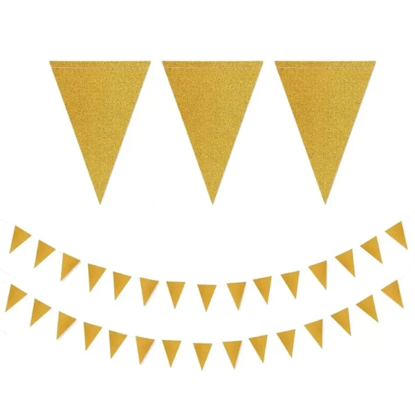 6 METER GOLD GLITTER FLAG GARLAND BUNTING LINE PARTY EVENT DECOR SURPRISE 6M - Image 4