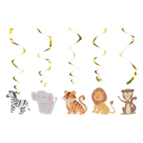 58PCS SET JUNGLE ANIMAL PARTY OF BALLOONS PAPER GARLAND HATS CAKETOPPER BIRTHDAY - Image 4
