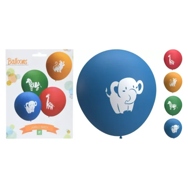58PCS SET JUNGLE ANIMAL PARTY OF BALLOONS PAPER GARLAND HATS CAKETOPPER BIRTHDAY - Image 6