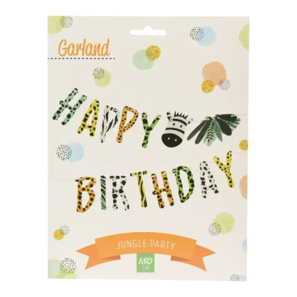 GARLAND HAPPY BIRTHDAY JUNGLE THEME CHILDREN PARTY BANNER DECOERATION 180 CM - Image 4