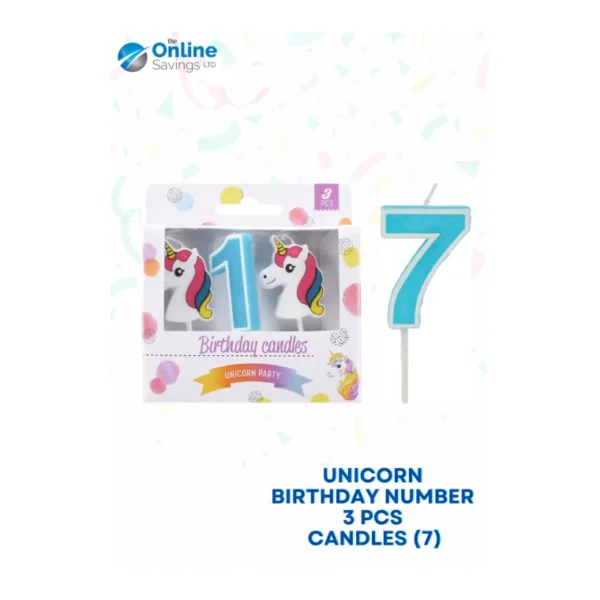 UNICORN BIRTHDAY NUMBER CANDLES 0 TO 9 CAKE TOPPER DECOR PARTY BIRTHDAY - 3PCS - Image 17