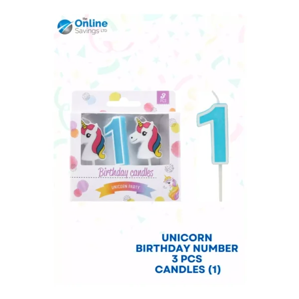 UNICORN BIRTHDAY NUMBER CANDLES 0 TO 9 CAKE TOPPER DECOR PARTY BIRTHDAY - 3PCS - Image 4