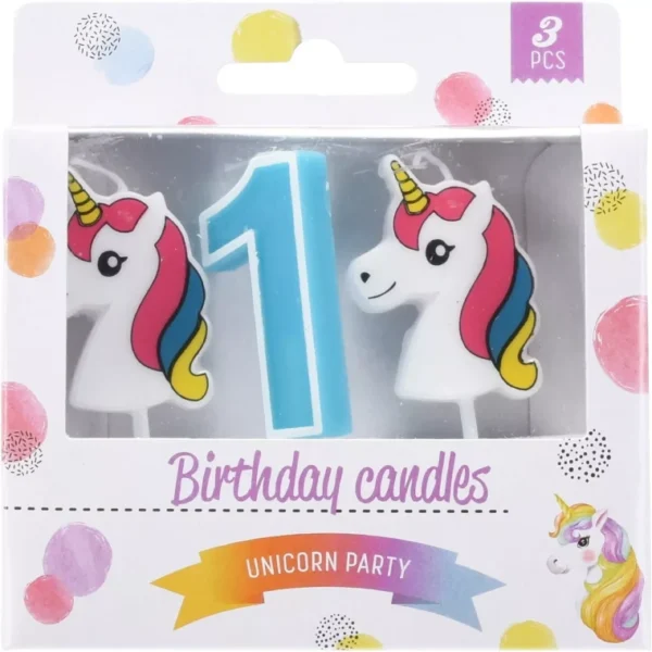 UNICORN BIRTHDAY NUMBER CANDLES 0 TO 9 CAKE TOPPER DECOR PARTY BIRTHDAY - 3PCS - Image 22
