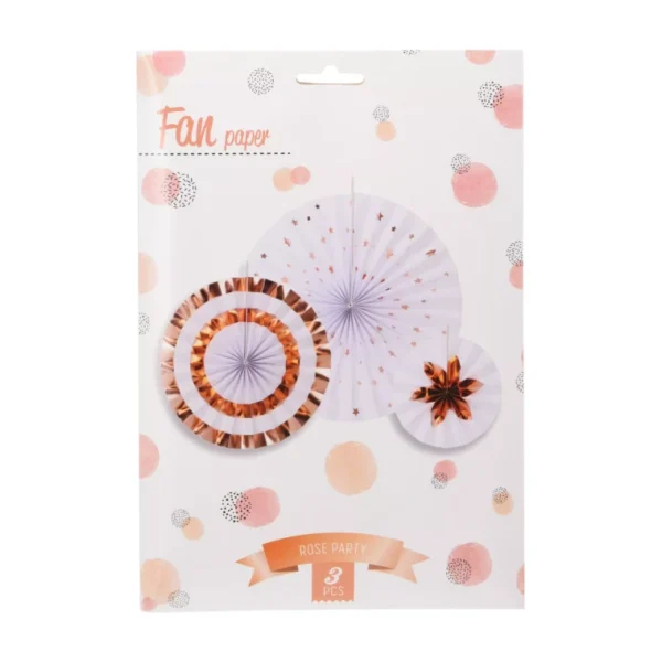 PAPER FAN COLOR SET OF 3PCS Wedding Baby Birthday Paper Party Decorations - 3PCS - Image 3