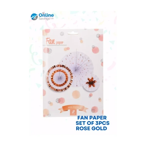 PAPER FAN COLOR SET OF 3PCS Wedding Baby Birthday Paper Party Decorations - 3PCS - Image 4