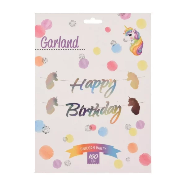 PAPER GARLAND UNICORN DESIGN 160cm THEMED BIRTHDAY PARTY COLORFUL BUNTING