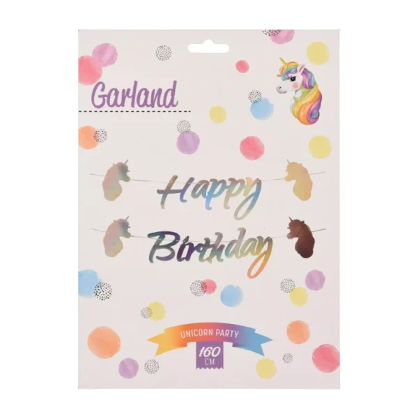 PAPER GARLAND UNICORN DESIGN 160cm THEMED BIRTHDAY PARTY COLORFUL BUNTING - Image 3
