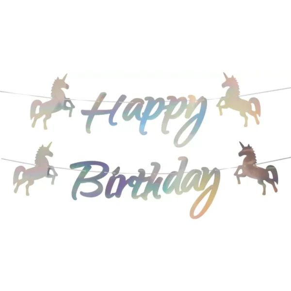 PAPER GARLAND UNICORN DESIGN 160cm THEMED BIRTHDAY PARTY COLORFUL BUNTING - Image 2