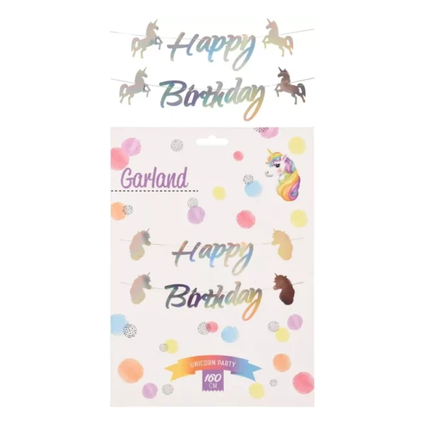 PAPER GARLAND UNICORN DESIGN 160cm THEMED BIRTHDAY PARTY COLORFUL BUNTING - Image 4
