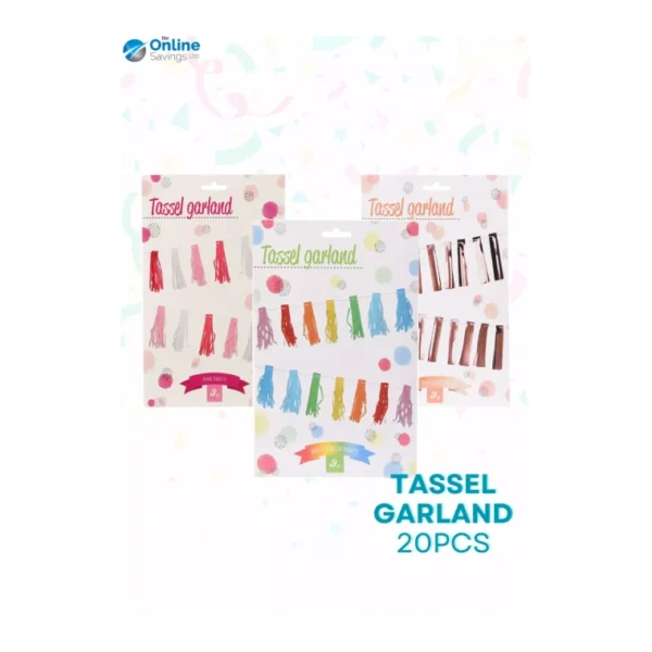 PAPER TASSEL GARLAND 20PCS COLORS PARTY DECORATIONS BIRTHDAY PARTY- 20PCS TASSEL