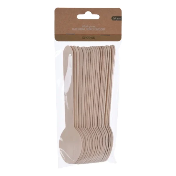 20PCS CAMPING DISPOSABLE WOODEN SET KNIVES FORKS SPOONS CUTLERY ECO FRIENDLY - Image 12