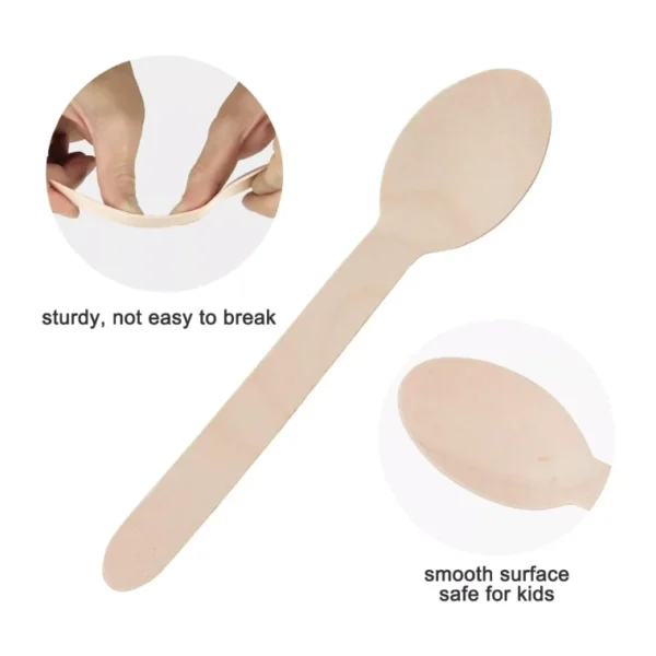 20PCS CAMPING DISPOSABLE WOODEN SET KNIVES FORKS SPOONS CUTLERY ECO FRIENDLY - Image 11