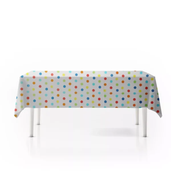 TABLE CLOTH RECTANGLE MULTI COLOR POLKA DOTS TABLES PARTY KITCHEN 130X220CM - Image 6