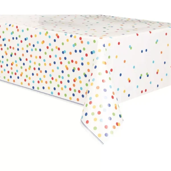 TABLE CLOTH RECTANGLE MULTI COLOR POLKA DOTS TABLES PARTY KITCHEN 130X220CM