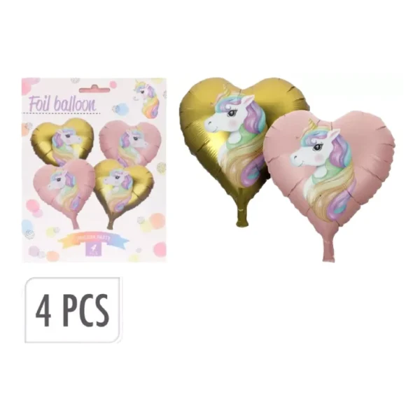 25CM HEART FOIL UNICORN BALLOON BIRTHDAY PARTY BABY SHOWER DECORATIONS 4PCS - Image 3