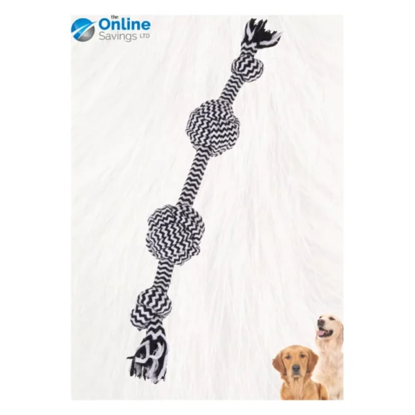 Black And White Dog Chew Toy Rope Knot Rope Pet Toys Cotton Braid Black & white