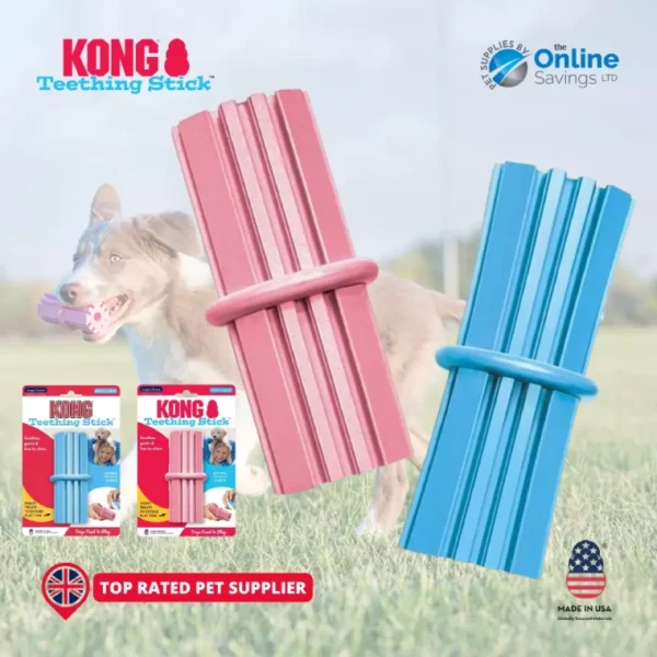 Kong Puppy Teething Stick Dog Toy Chew Stick - Large - Pink/Blue NEW FreePostage